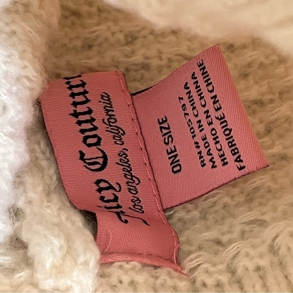Juicy Couture White Knit Beanie Hat One Size Heart Logo Winter Cozy - Picture 6 of 13